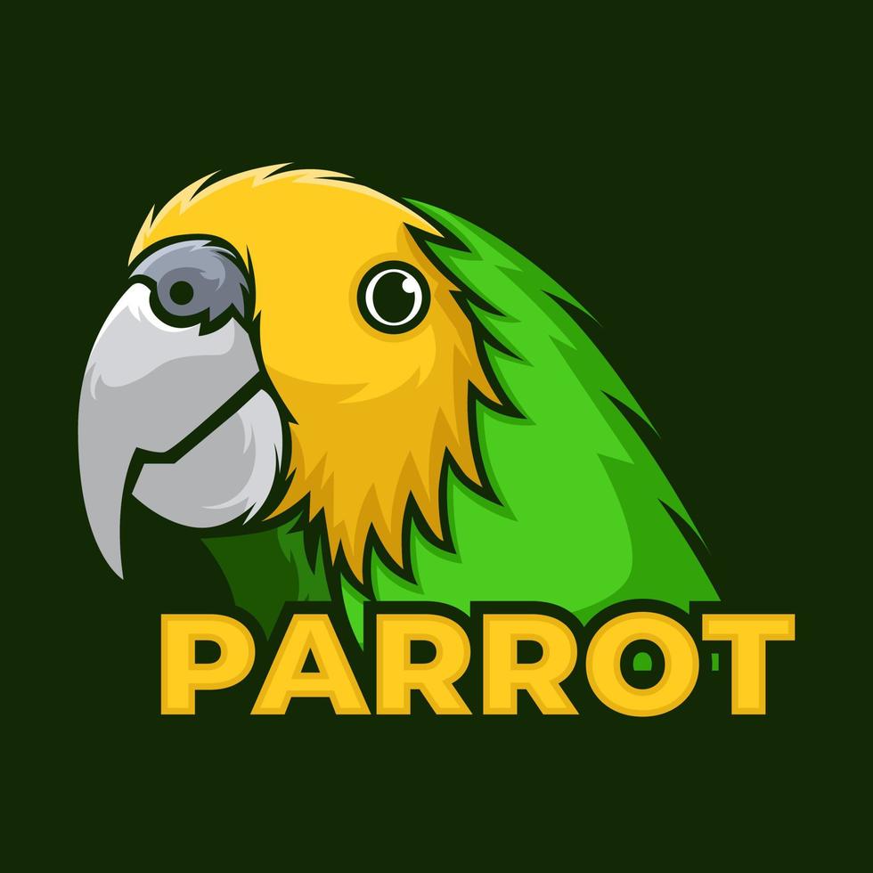 equipo deportivo con logo de pájaro loro. símbolo de esport de dibujos animados de loro mascota. Ilustración de vector de mascota de fauna animal de fauna de aves