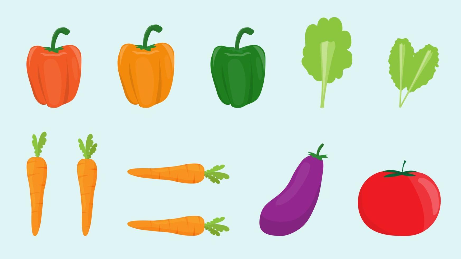 set of fruits and vegetables fresh food healthy vector