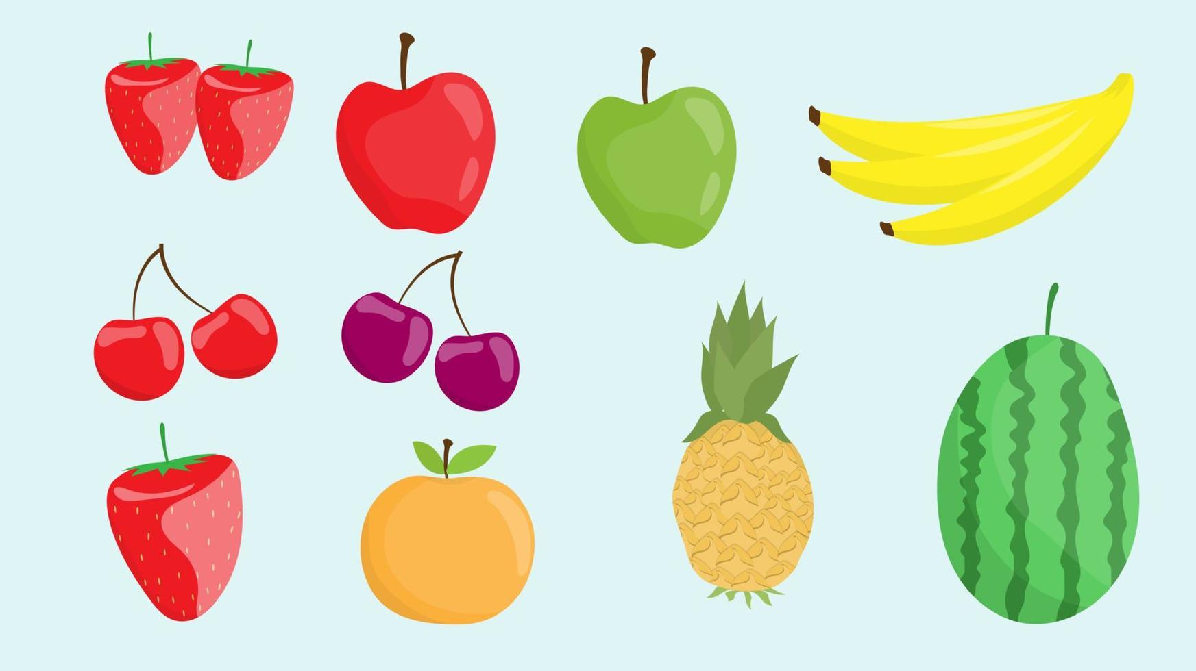 set of fruits and vegetables fresh food healthy vector