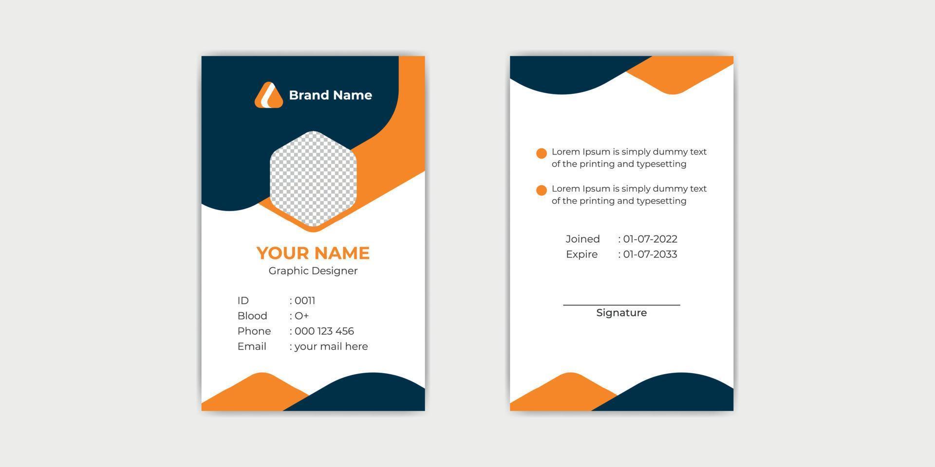 Office staff or employee id card design vector