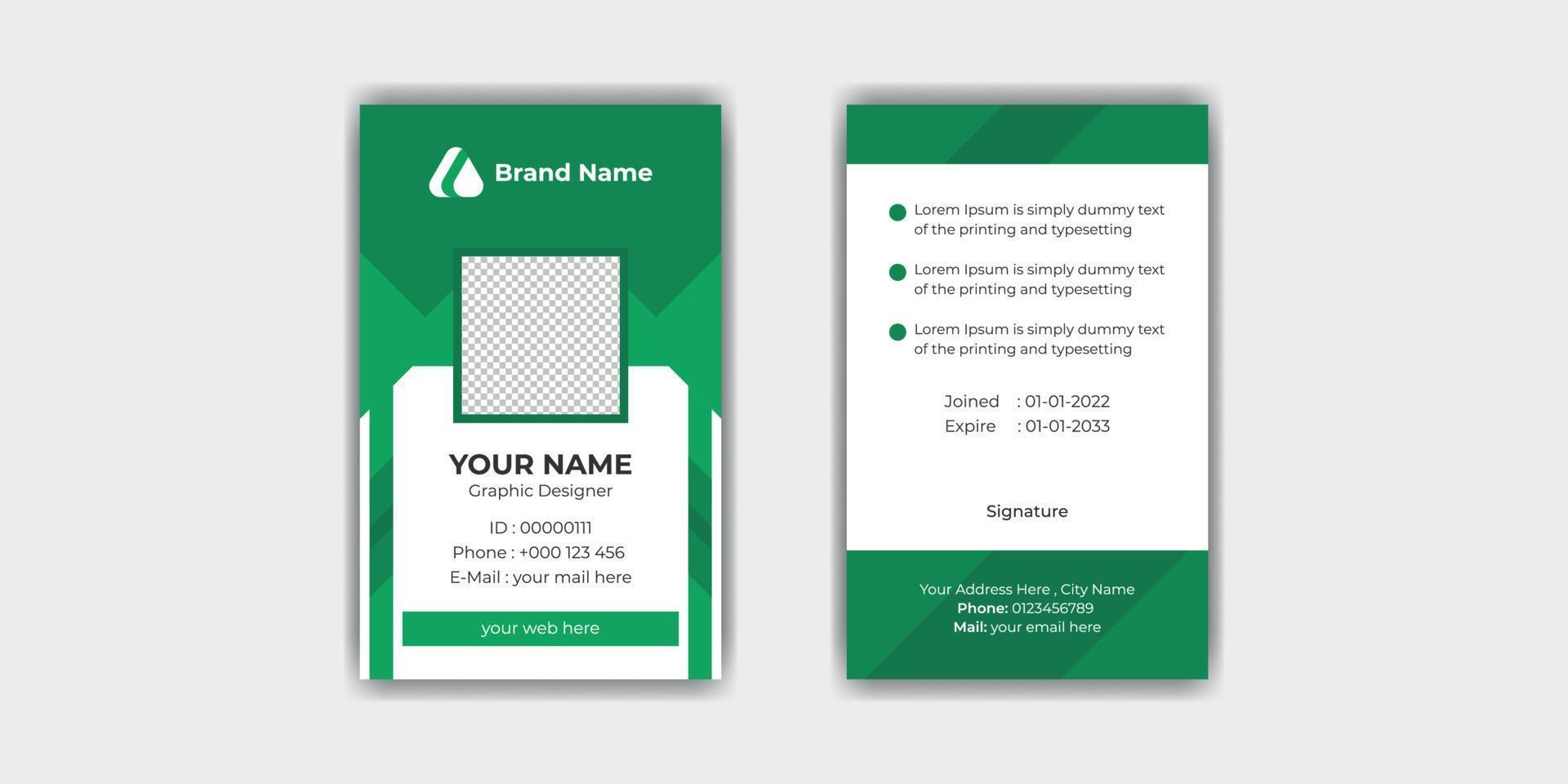 Office staff id card template design vector