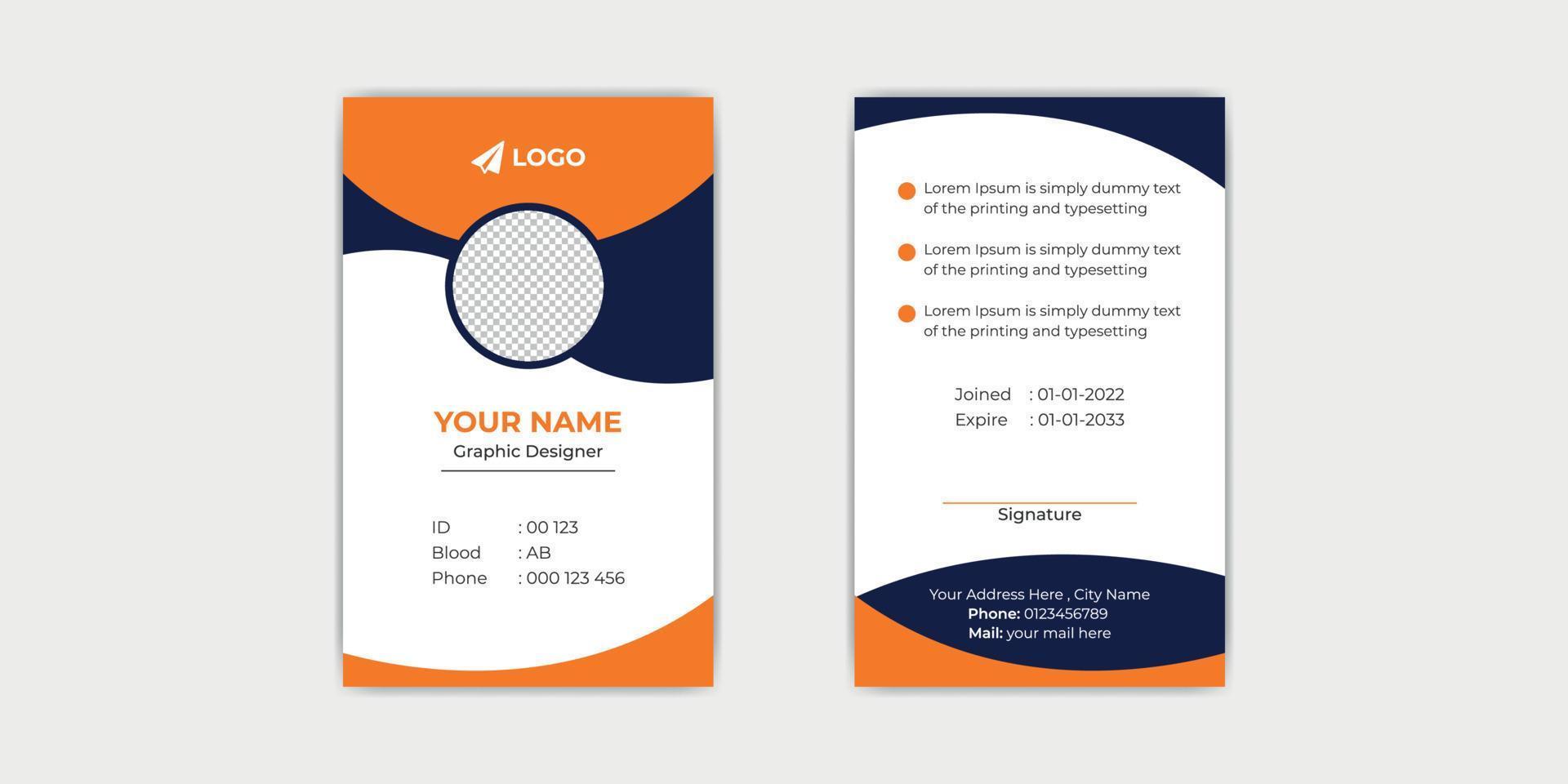 Office Staff Employee Id Card vector