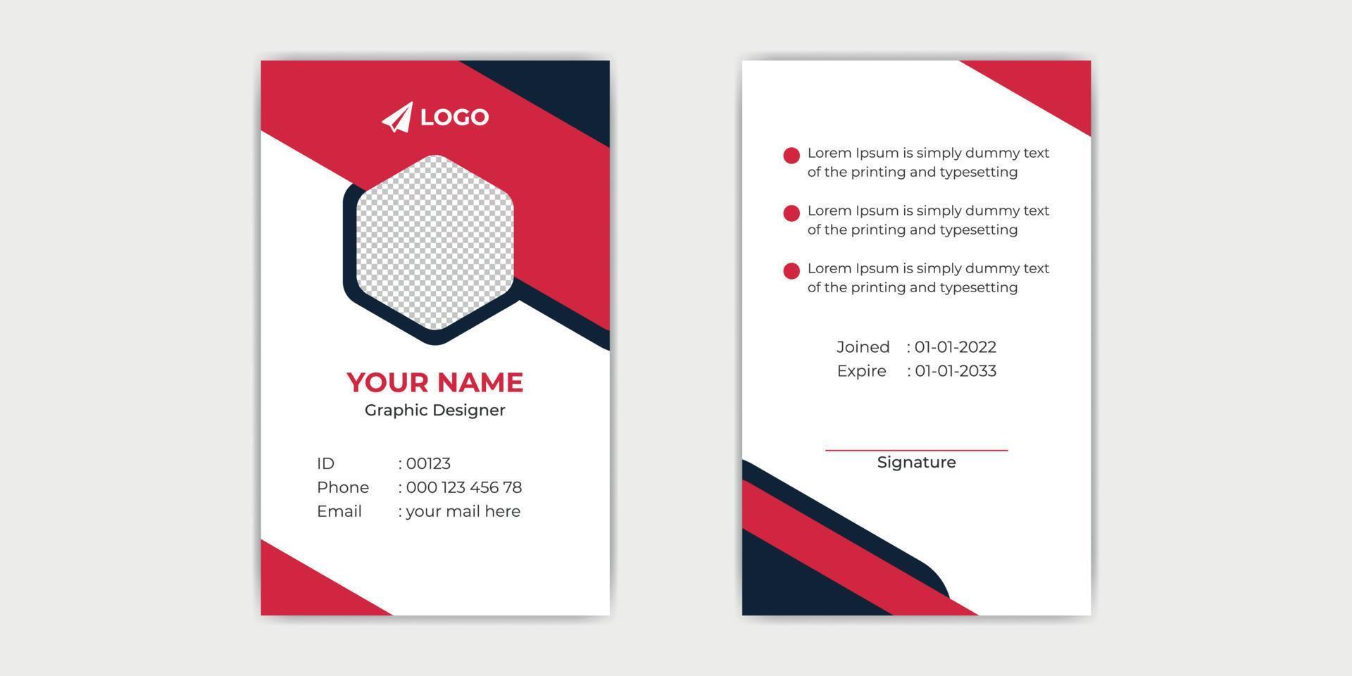 Employee ID Card Design Template vector