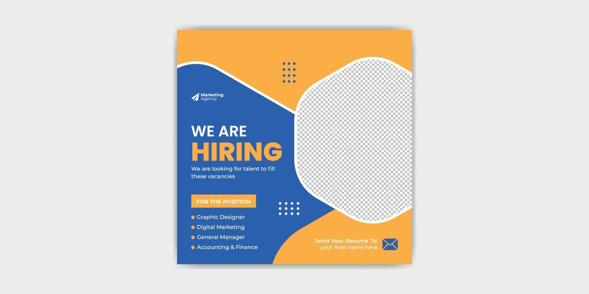 We Are Hiring Social Media Job Post vector