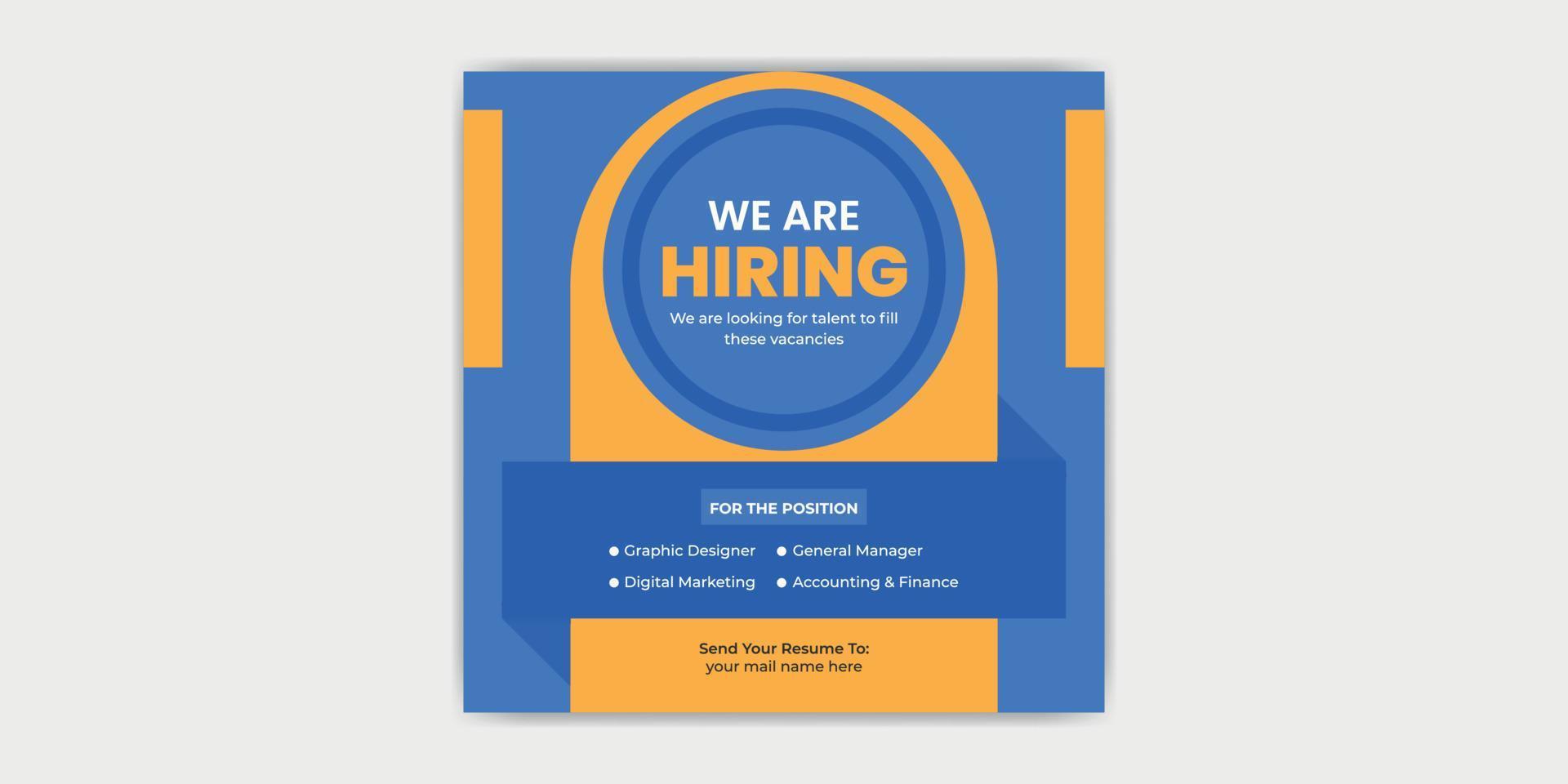 Hiring Social Media Post Design Template or Job Post vector