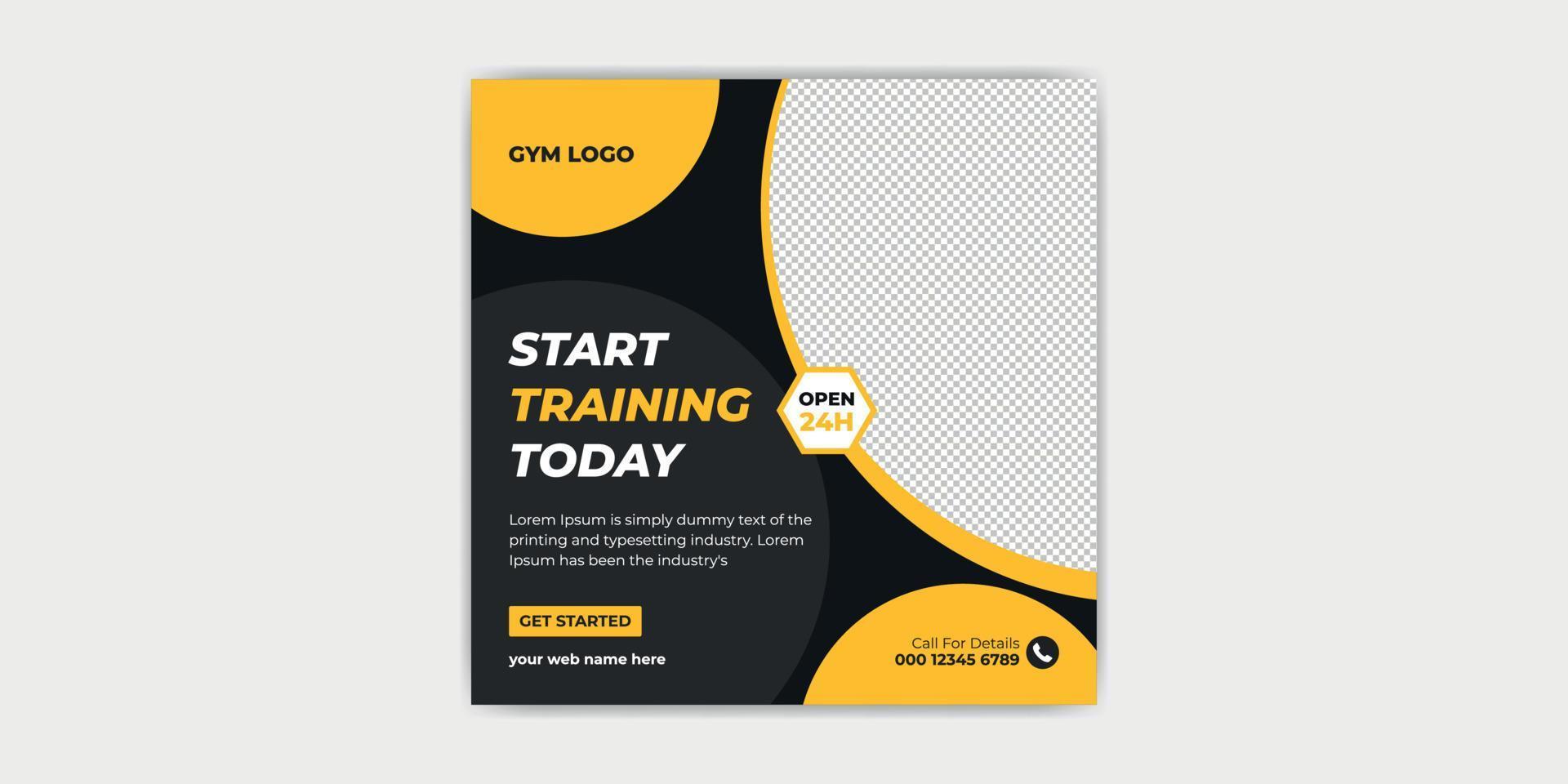 Fitness Gym Social Media Post and Web Banner Design vector
