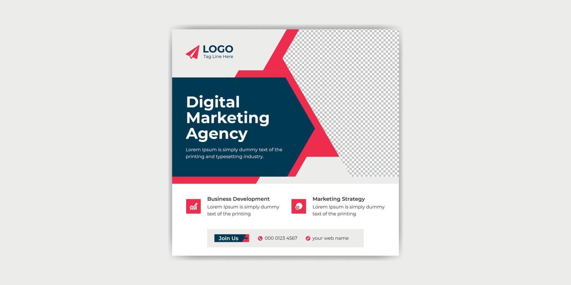 Digital Marketing Promotion Business Social Media Post Template vector