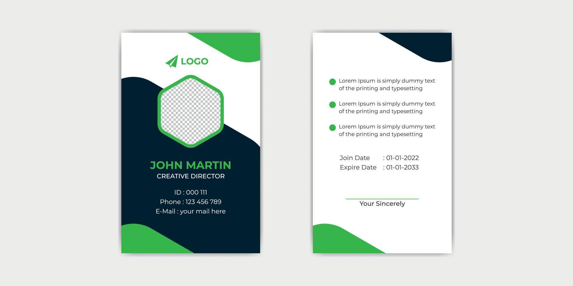Office employee Id Card Template vector
