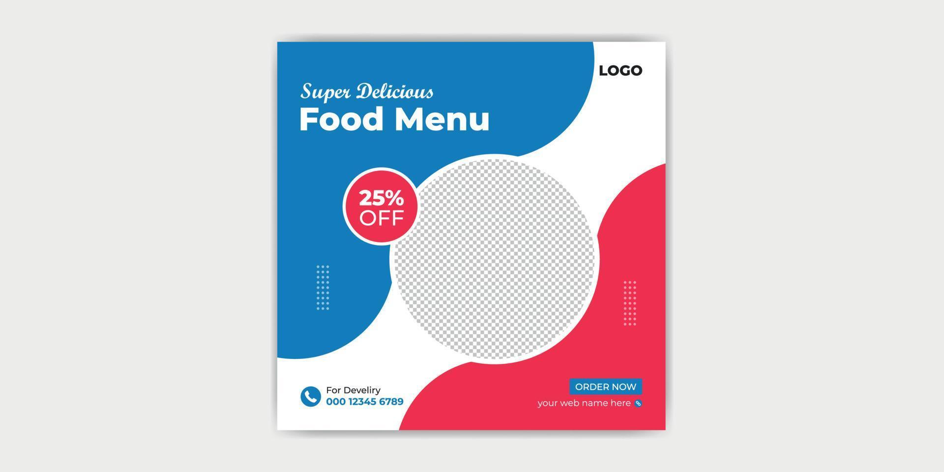 Food Menu Social Media Post or Banner Template vector