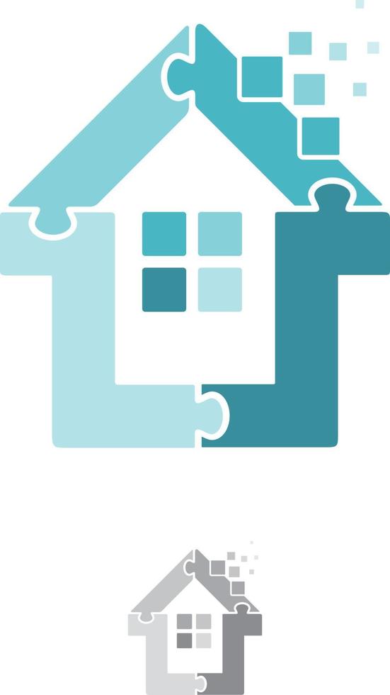 Technology design home puzzle vector icon symbol