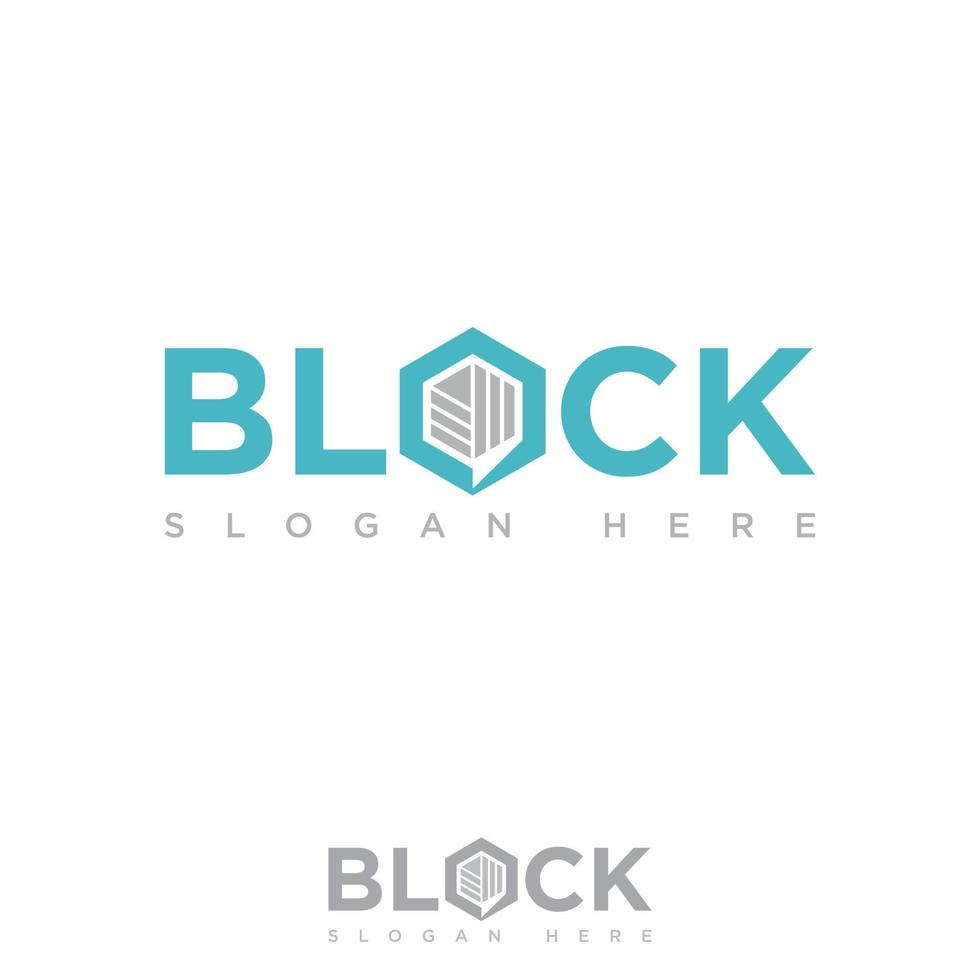 Block letter with O shape hexagon vector