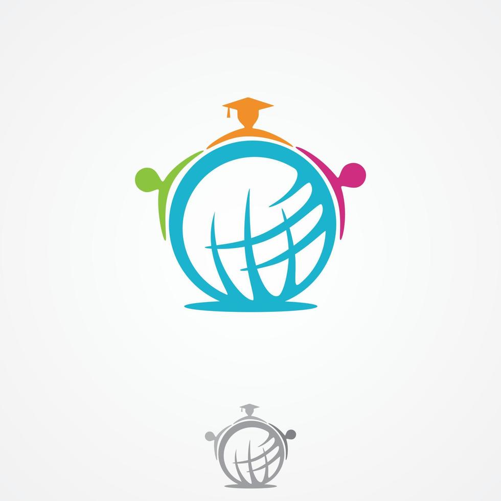 Globe icon with people in abstract style vector