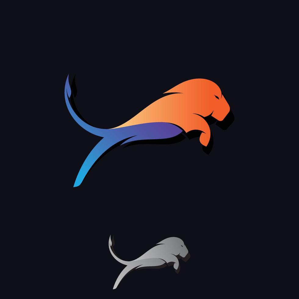 símbolo de icono de león de diseño simple y abstracto vector