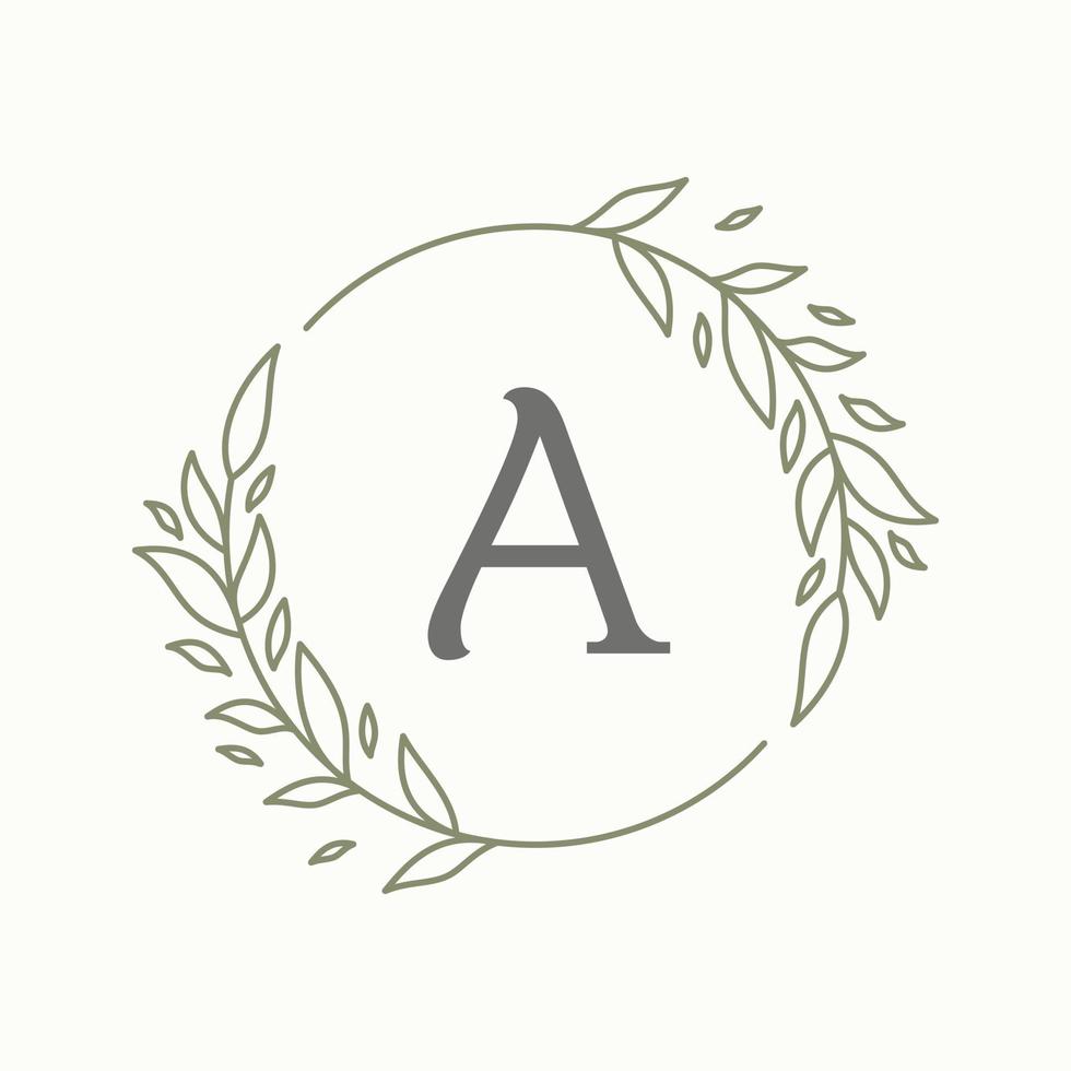 Initial A letter with floral ornament vector