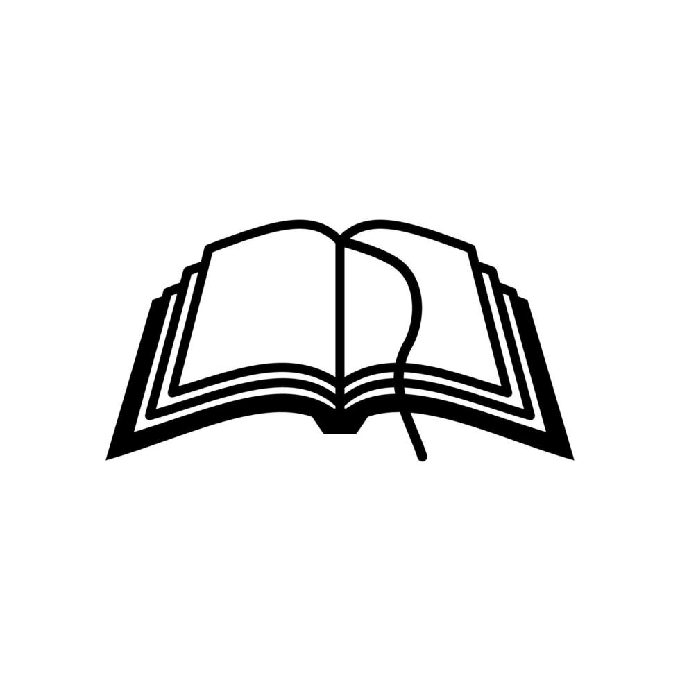 Open the book vector icon template black and white. Book Icon modern