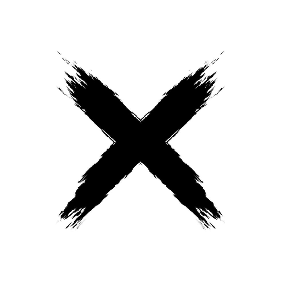 Grunge letter X Hand drawn X mark vector template. Brush X vector. wrong, not true, rijected