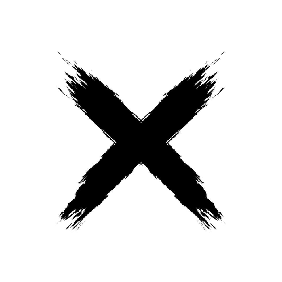 Grunge letter X Hand drawn X mark vector template. Brush X vector. wrong, not true, rijected