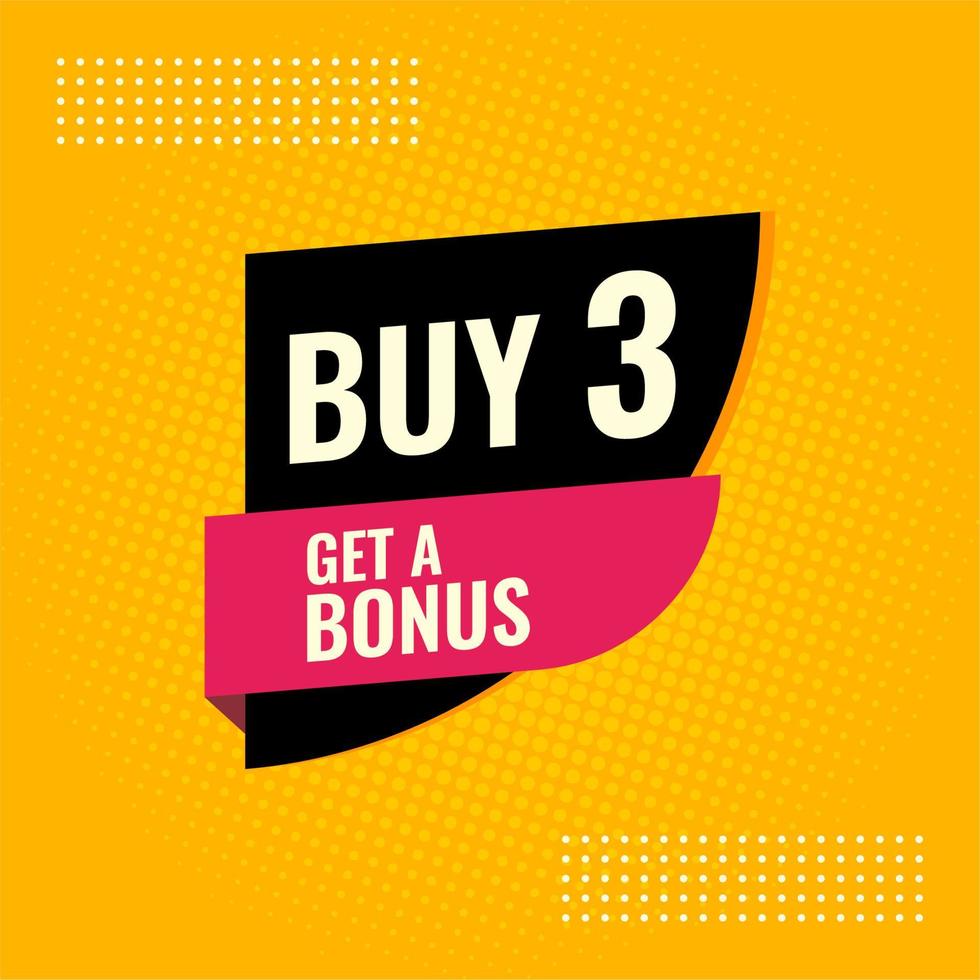 buy 3 get a bonus sale banner yellow road side vector