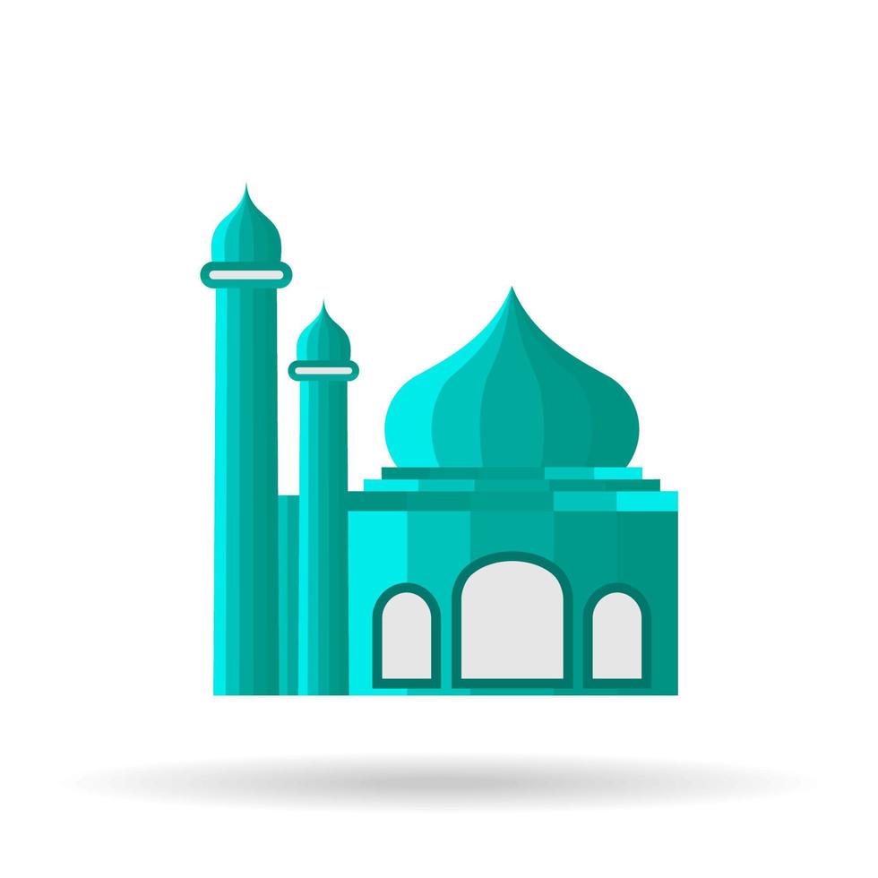 vector de diseño plano de mezquita. icono de mezquita azul.