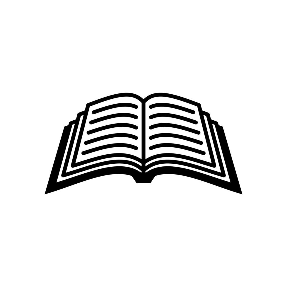 abra la plantilla de icono de vector de libro en blanco y negro. icono de libro