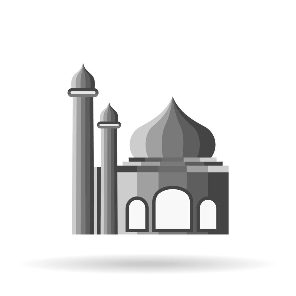 plantilla islámica, esténcil, patrón, mezquita gris, icono, aislado en un fondo blanco. vector. icono blanco y negro de la mezquita. vector