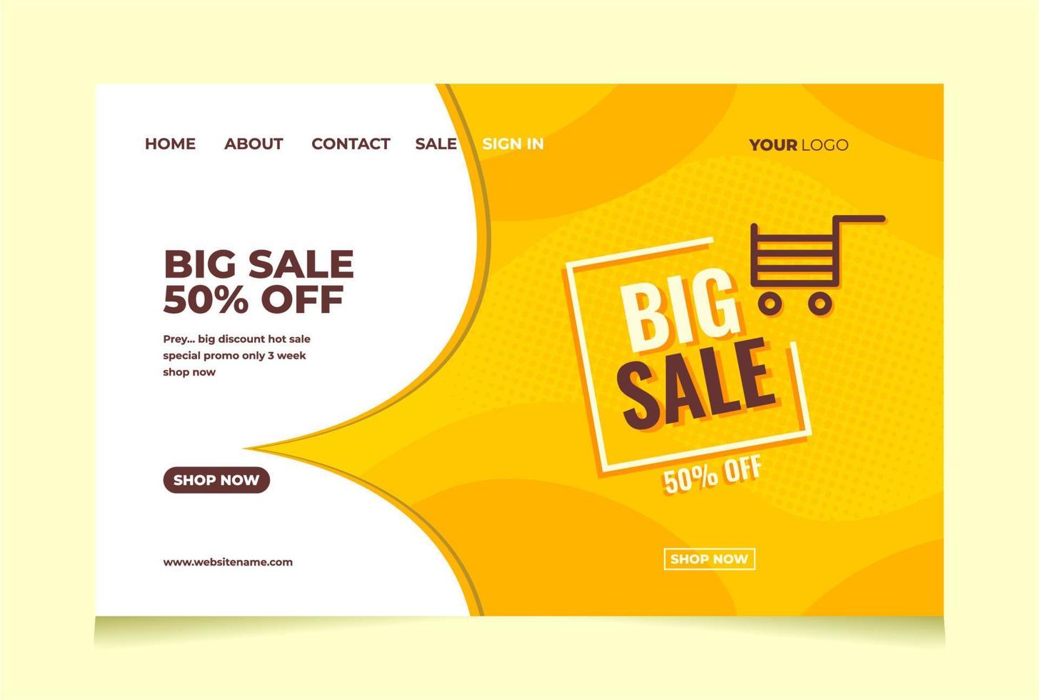 Landing page website cover design sale promotion template vector