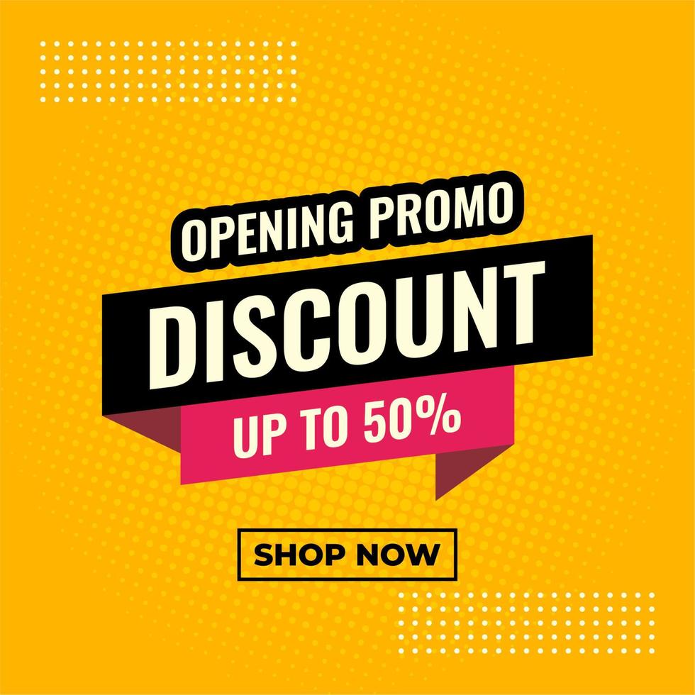 opening promo discount yellow and black abstract sale banner vector