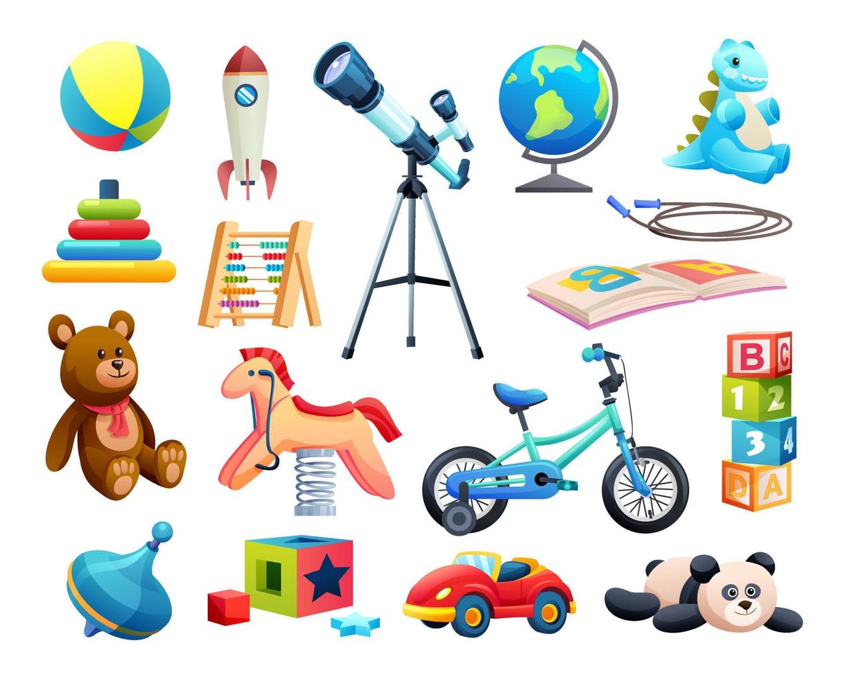 Large set household items and many toys Royalty Free Vector