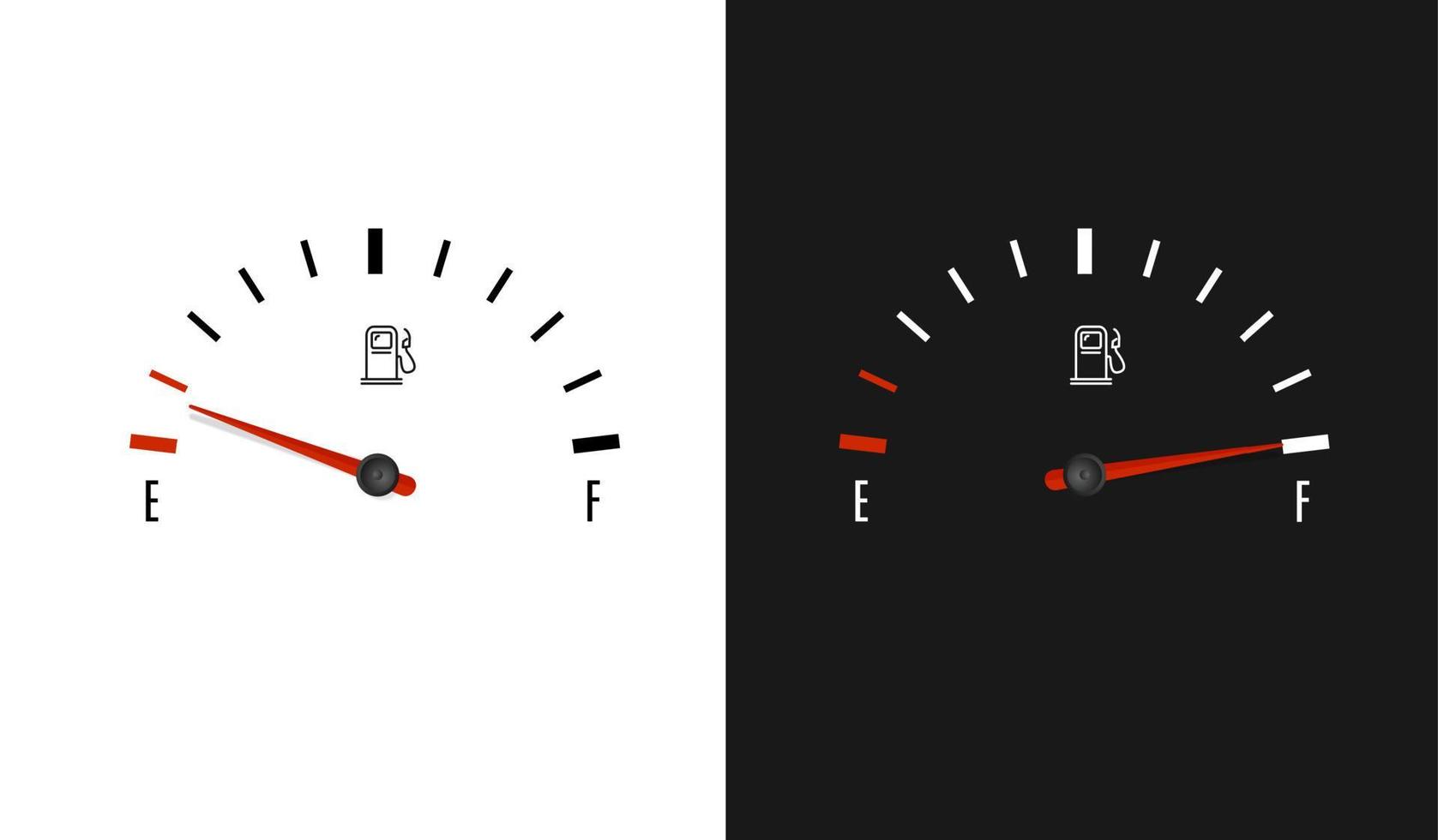 Fuel Counter Dashboard Car with Pointer Set. Vector