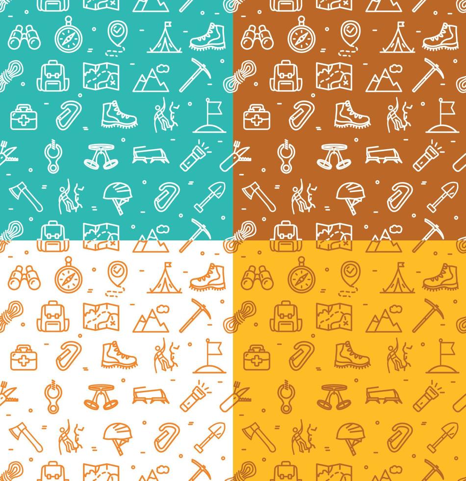 Rock Climbing Sign Seamless Pattern Background Set. Vector