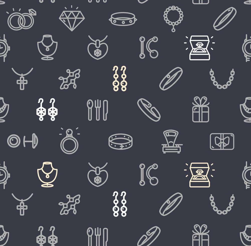 Jewelry Signs Seamless Pattern Background on a Dark. Vector