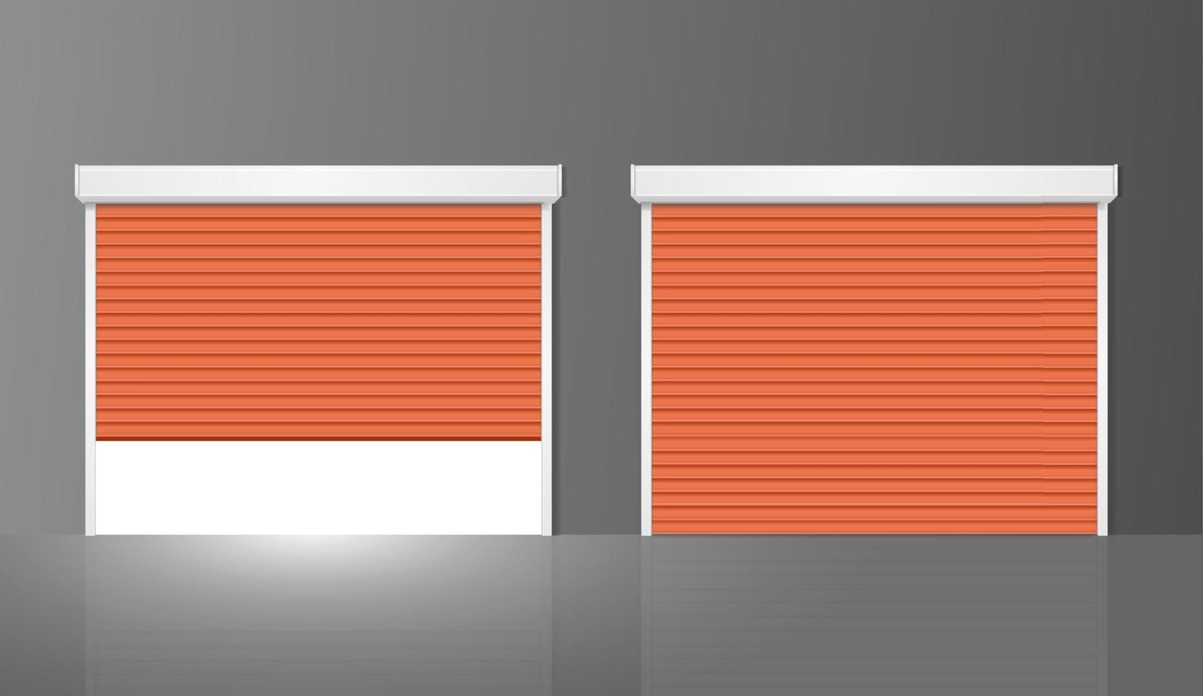 Realistic Detailed 3d Shutter Door or Rolling Door Set. Vector