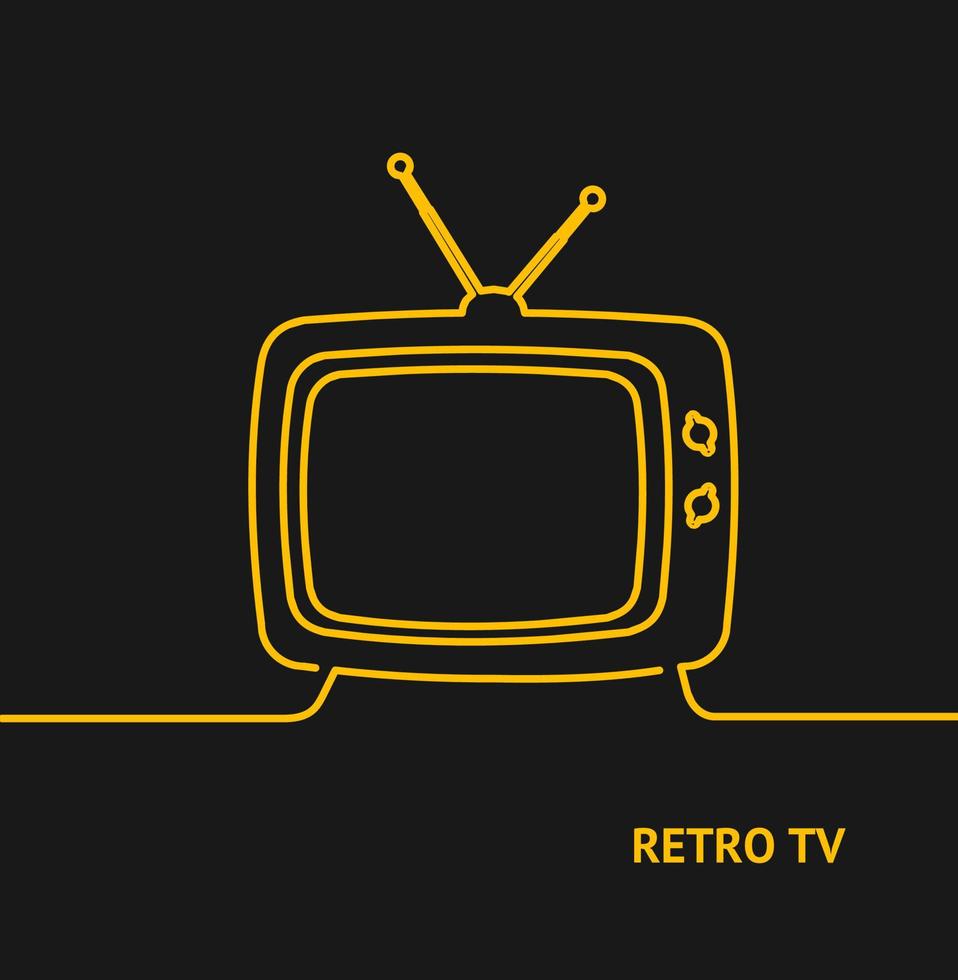 Retro Tv Concept Banner Line Design Style. Vector