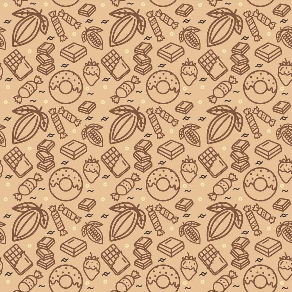 Chocolate Sweets Signs Seamless Pattern Background. Vector