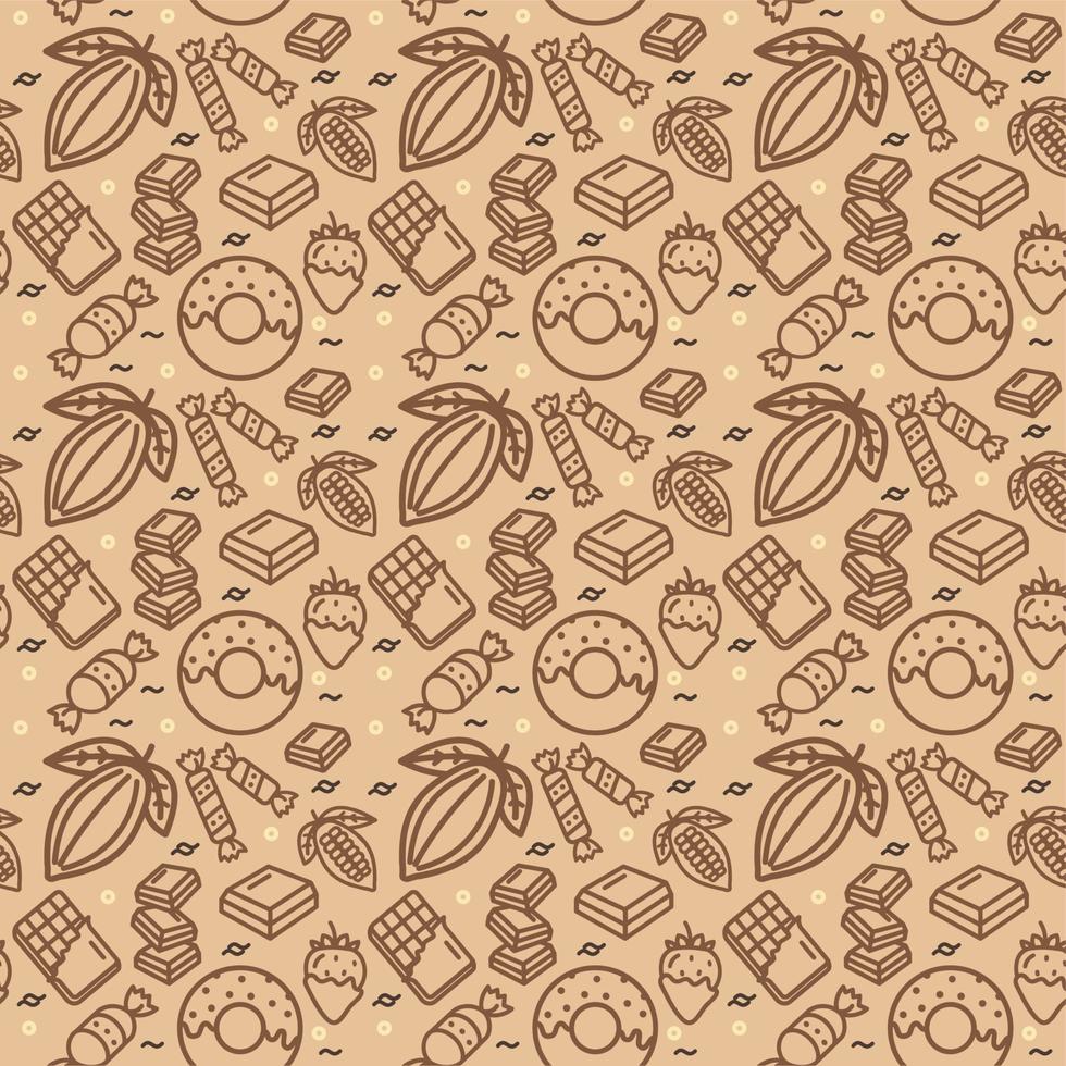 Chocolate Sweets Signs Seamless Pattern Background. Vector