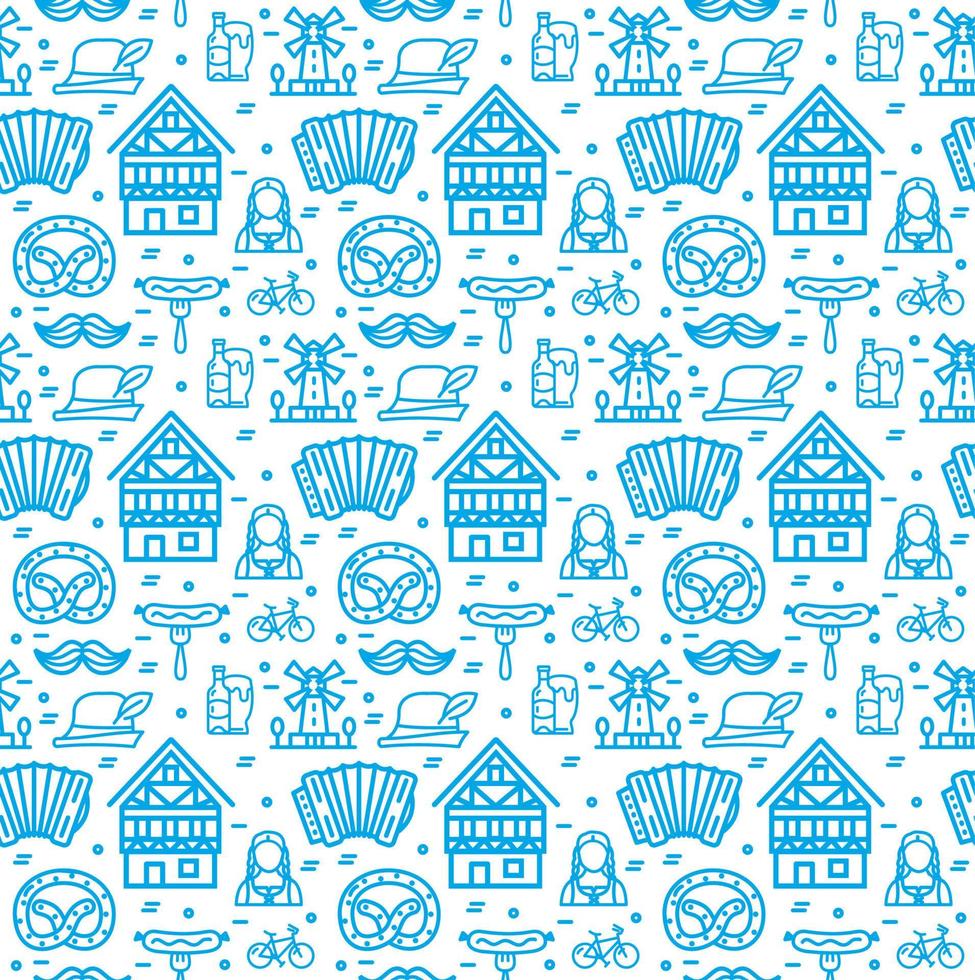 Germany Octoberfest Signs Seamless Pattern Background. Vector