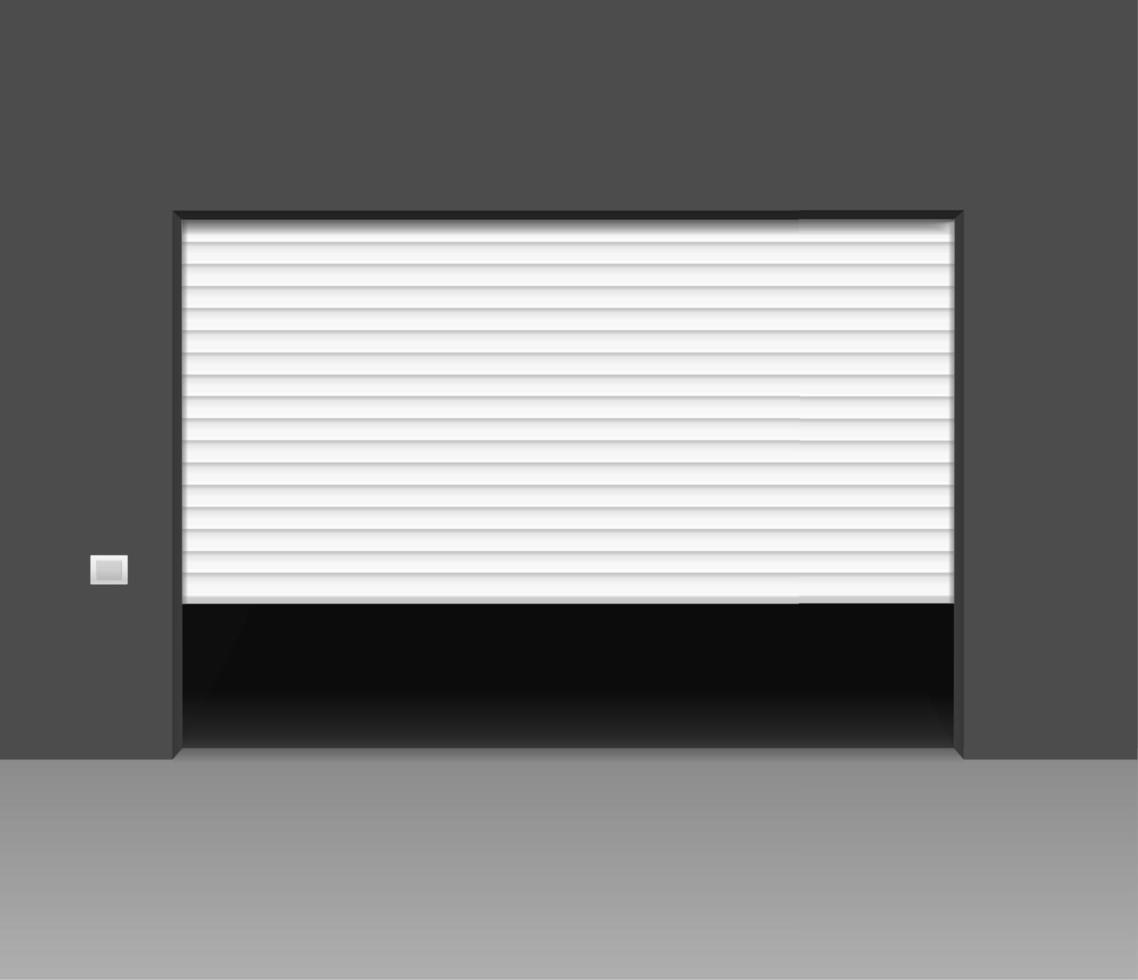 Realistic Detailed 3d White Shutter Door or Rolling Door. Vector