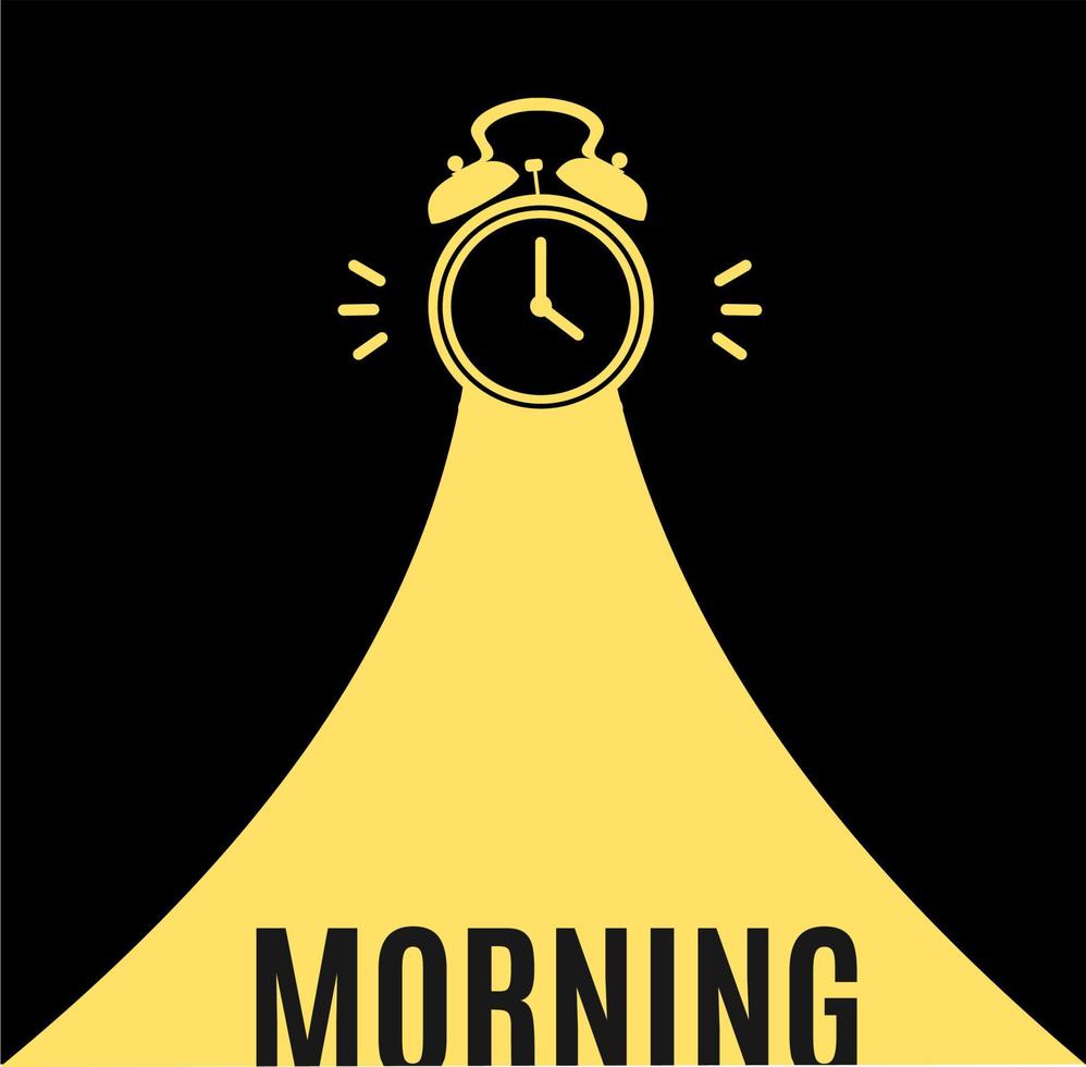 Alarm Clock Morning Concept Banner Flat Design Style. Vector