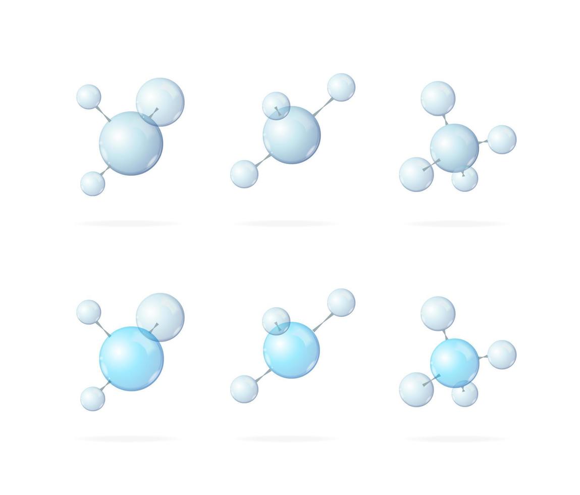 Realistic Detailed 3d Different Types Molecule Set. Vector