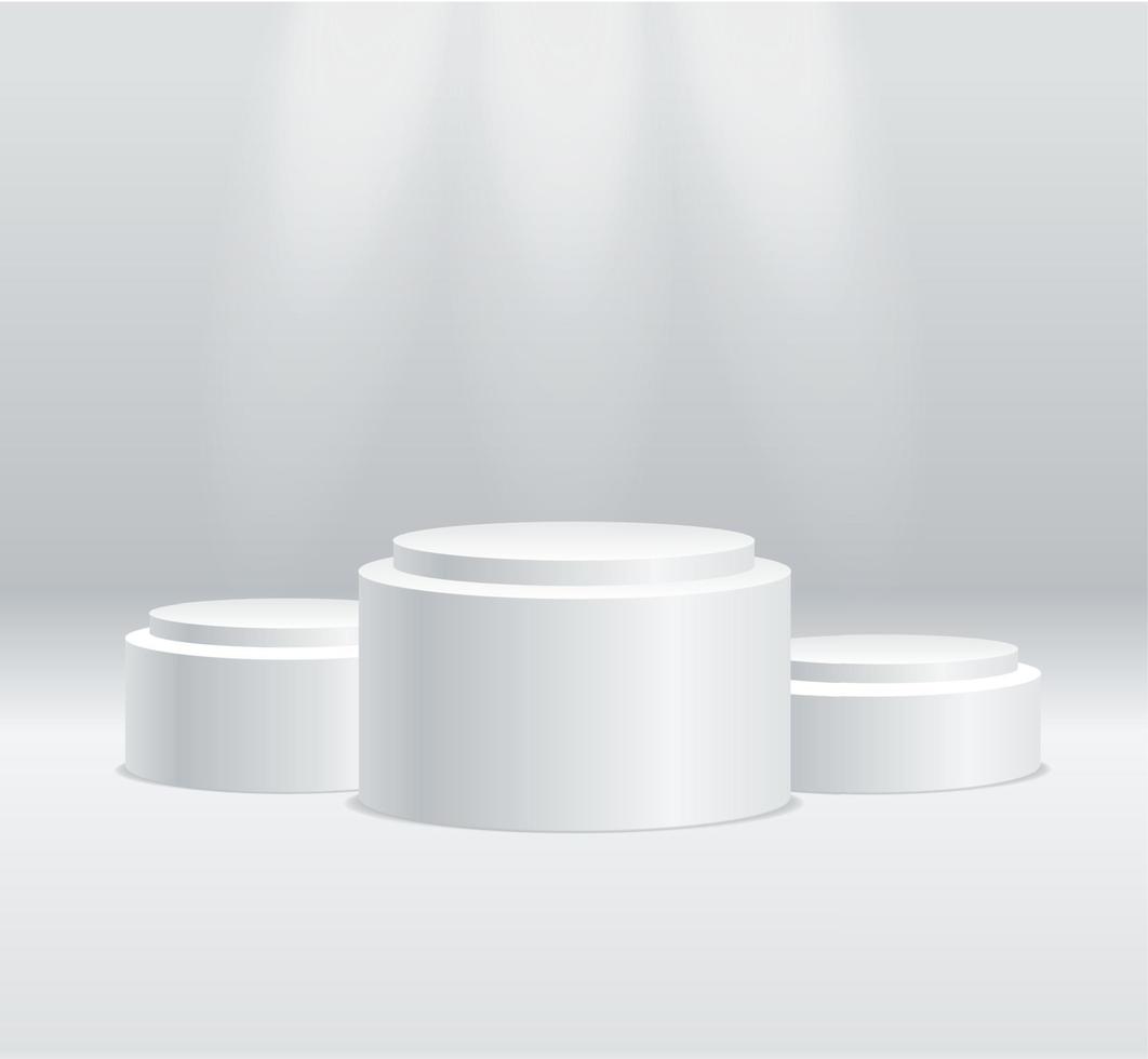 Realistic Detailed 3d Round Stage Podium Set. Vector