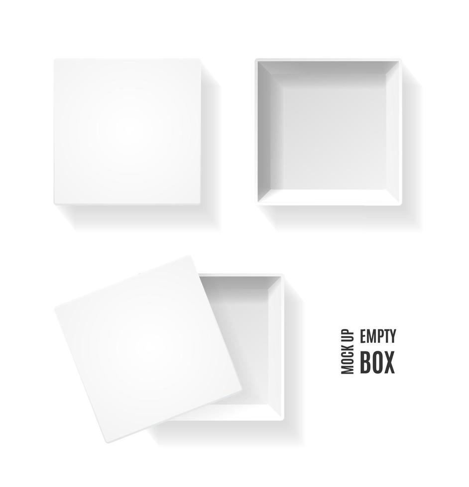 conjunto de cajas blancas vacías 3d detalladas y realistas. vector
