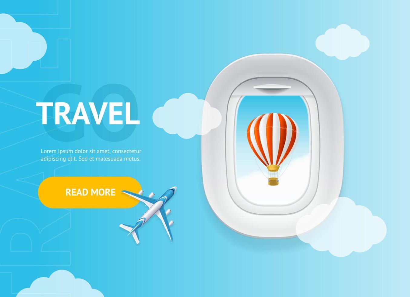 Realistic Detailed 3d Travel and Tourism Banner Card Horizontal. Vector