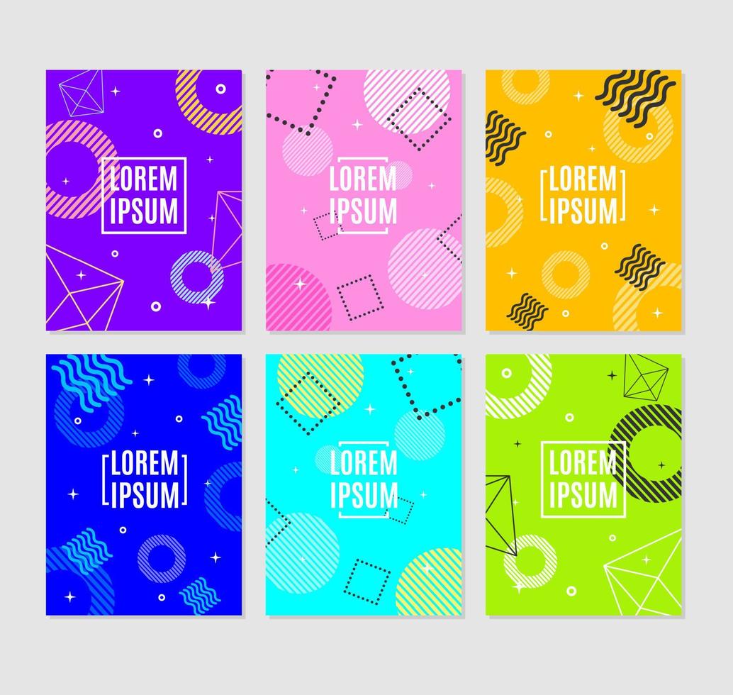 Abstract Memphis Style Element Banner Ad Poster Card Set. Vector