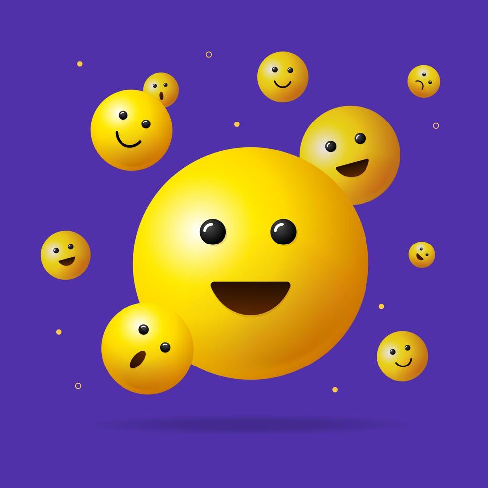 tarjeta de banner de fondo de signo de emoji 3d realista detallada. vector