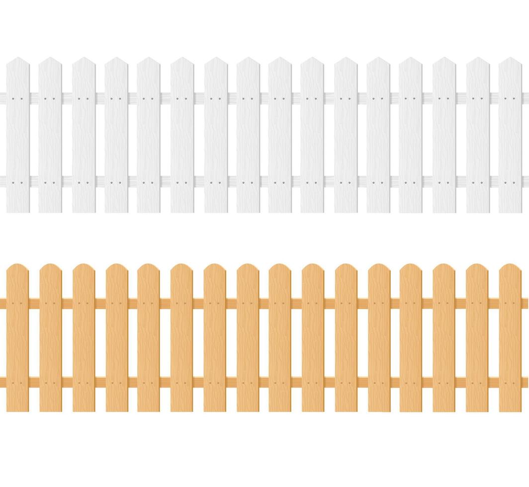 conjunto de valla de madera blanca y marrón 3d detallado realista. vector