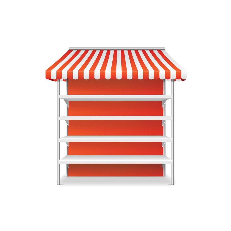 Realistic Detailed 3d Striped Shop Stall Template. Vector