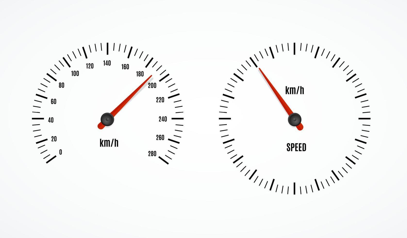 Speed Counter or Speedometer Dashboard Car with Pointer Set. Vector