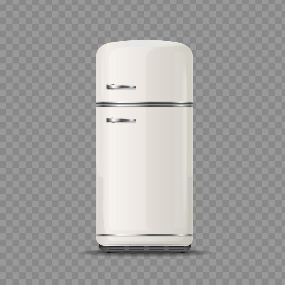 Realistic Detailed 3d Vintage White Fridge. Vector