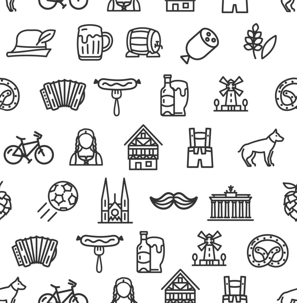 Germany Signs Seamless Pattern Background on a White. Vector