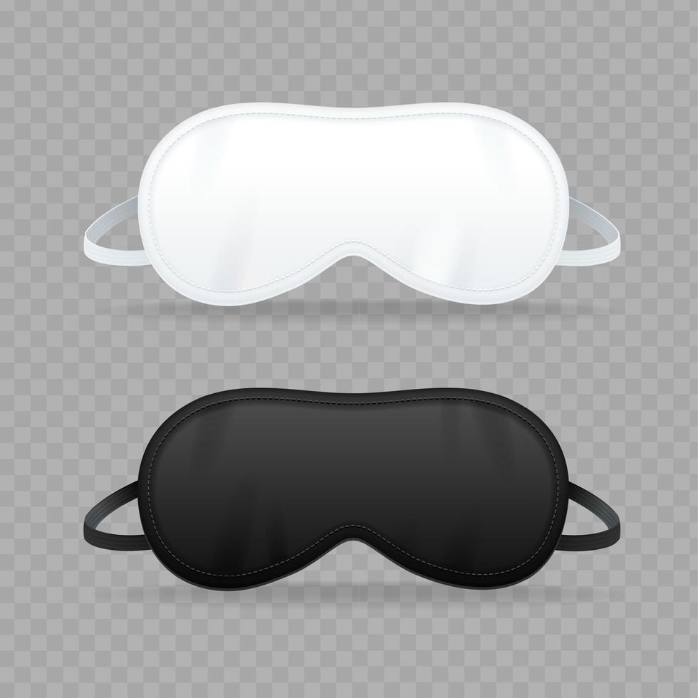 Realistic Detailed 3d Blank White and Black Sleep Mask Template Mockup. Vector